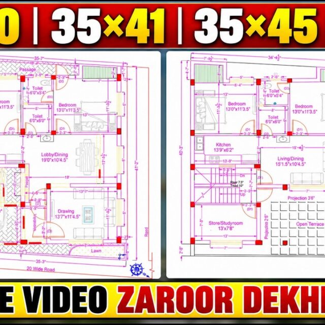 35×40 House Plan | 3BHK Ground + First Floor