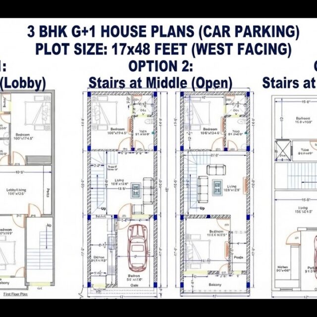 17×48 Modern House Design | G+1 with Car Parking