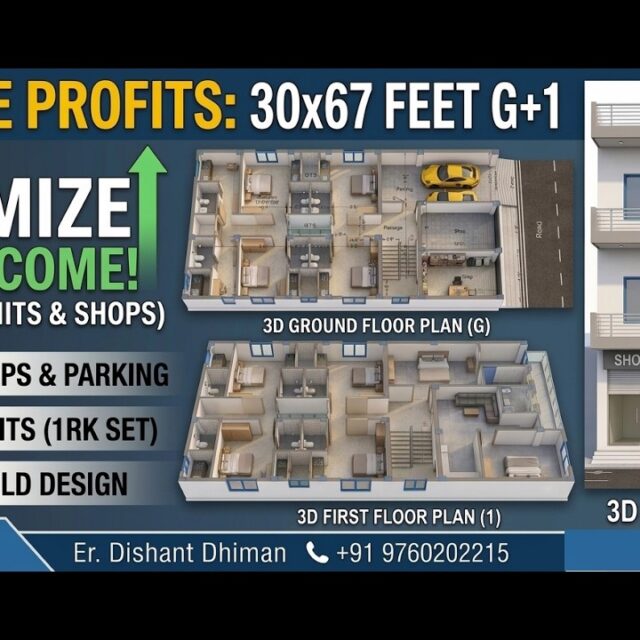 30×67 Commercial + Rental House Plan | G+1